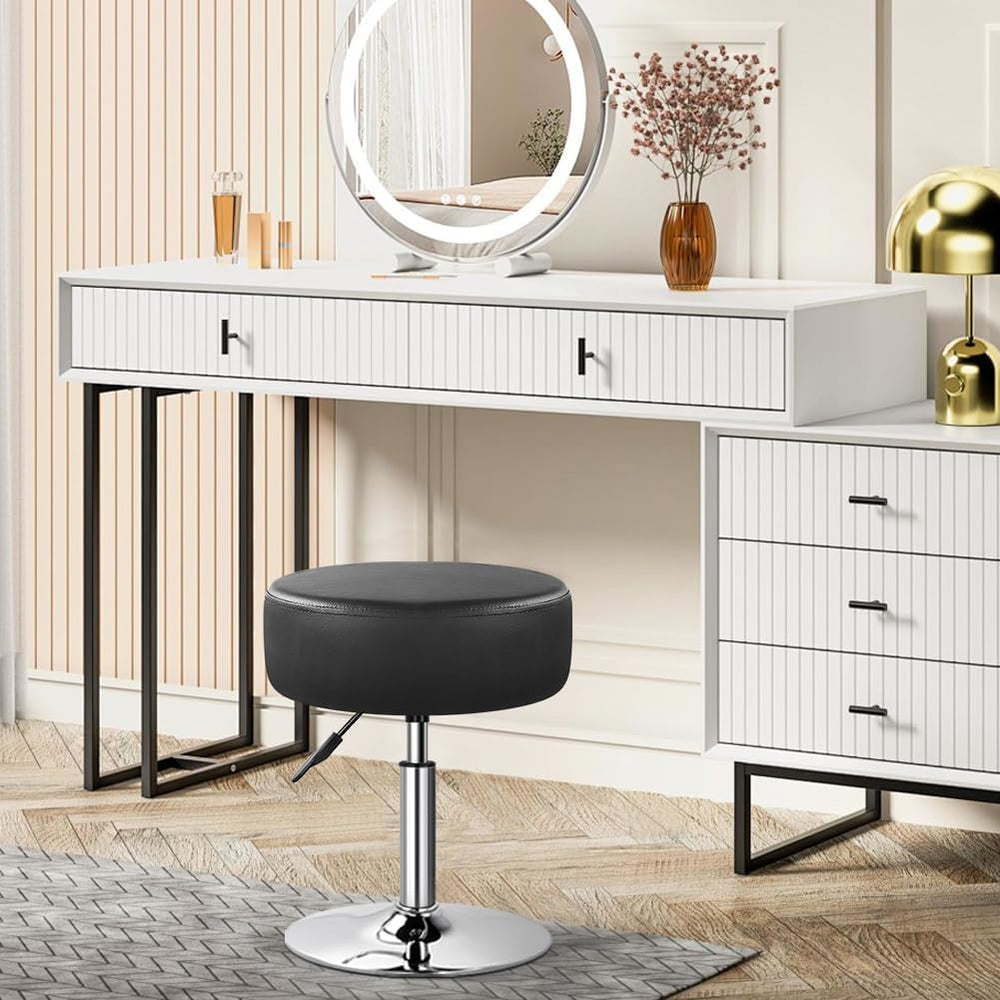 WKWKER Adjustable Vanity Stool for Makeup Room Swivel Makeup Stool Small Roun...