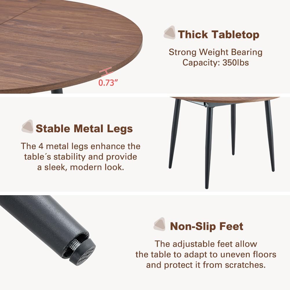 FURNITO Round Dining Table Set for 6, 42"-54" Extendable Dining Roo...
