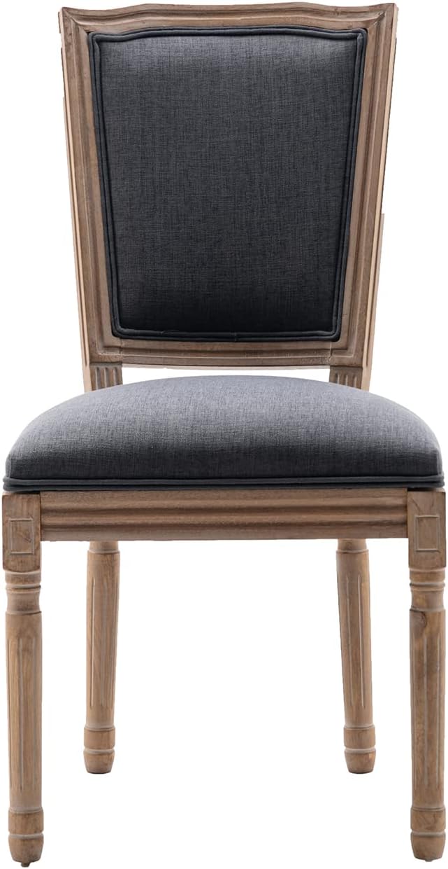 Nrizc Farmhouse Dining Room Chairs Set of 6, French Dining Chairs with Square Back, Brown Wood Legs, French Bistro Chairs for Dining Room/Living Room/Kitchen/Restaurant
