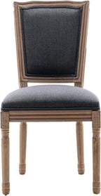 Nrizc Farmhouse Dining Chairs Set of 2, French Dining Chairs with Square Back, Brown Wood Legs, French Bistro Chairs for Dining Room/Living Room/Kitchen/Restaurant, Dark Grey