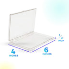 4-Pack Clear Hinged Plastic Containers, Keepsake Storage Boxes, 6" L x 4" W x 1/2" H, Made in USA, Plastic Display Case and Storage Containers