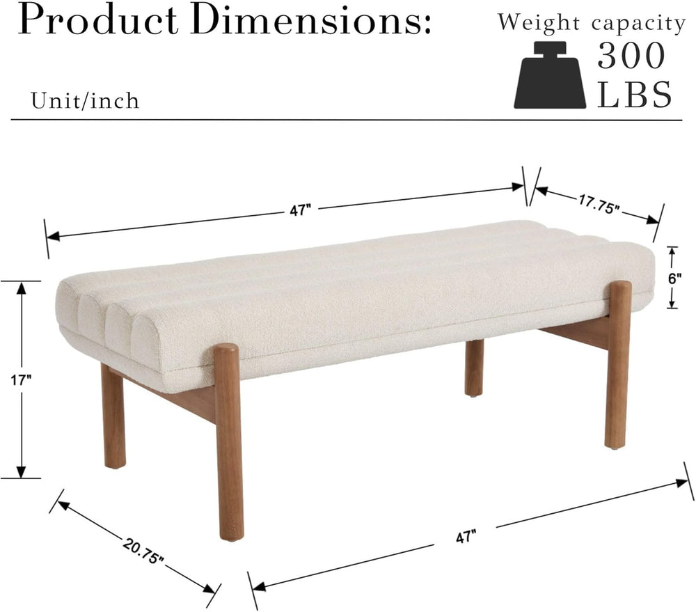 BESTANO Modern Upholstered Bedroom Bench End of Bed, Comfy Modern Entryway Be...