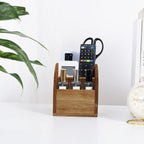 OKSQW Rustic Vintage Wooden Desk Organizer Farmhouse Wood Remote Control Caddy, 3 Slot Tabletop Desktop Office Supply Storage Rack Desktop TV Remote Control Holder Home Decor Office Supplies Storage