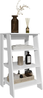 Geelife 30" High 4-Tier Ladder Shelf Organizer for Bathroom, Side Table, Living Room in White, Particle Board