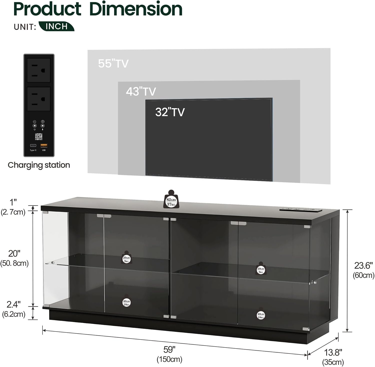 3-Piece Glass Display Cabinet Set with Glass Doors and RGB Lights,White | 2 Tall 67''H Corner Curio Cabinets with Locks and 1 Large 59''W TV Stand Display Case with Motion Sensor,Charging Hub