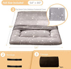 MAXYOYO Japanese Floor Mattress Futon Mattress, 4" Thicken Tatami Mat Sleeping Pad Foldable Roll Up Mat Boys Girls Dormitory Pad Kids Floor Lounger Pillow Bed, Charcoal Grey, Queen Size