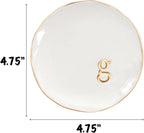 COLLECTIVE HOME - Ceramic Jewelry Tray, Decorative Trinket Dish for Rings Earrings Necklaces Bracelet Watch Keys, Birthday Mother's Day Christmas Gift for Women, 4.75", Glossy (g)