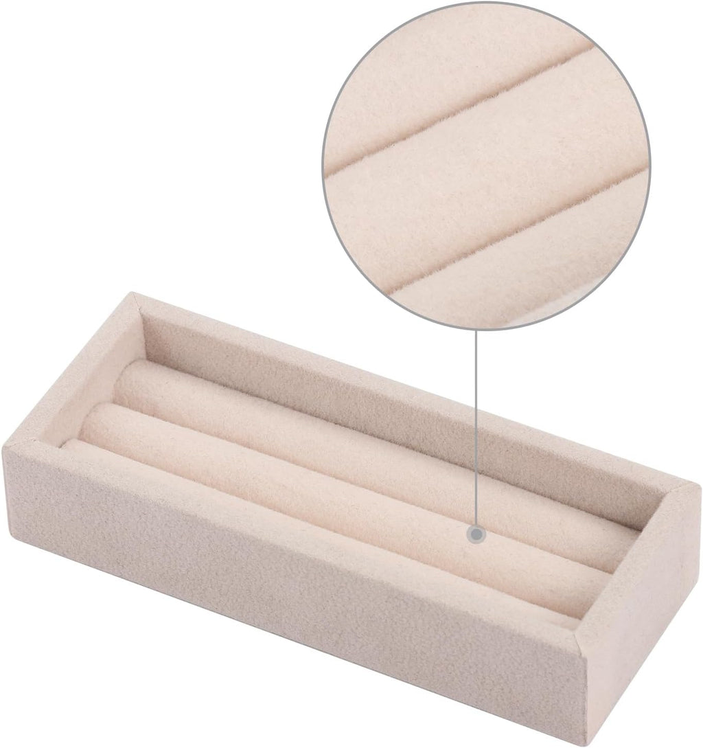 Valyria 2 Slots Velvet Small Ring Organizer Set of 2 Earrings Trays Showcase Display Storage Insert Holder for Jewelry Box, Drawer, Dresser