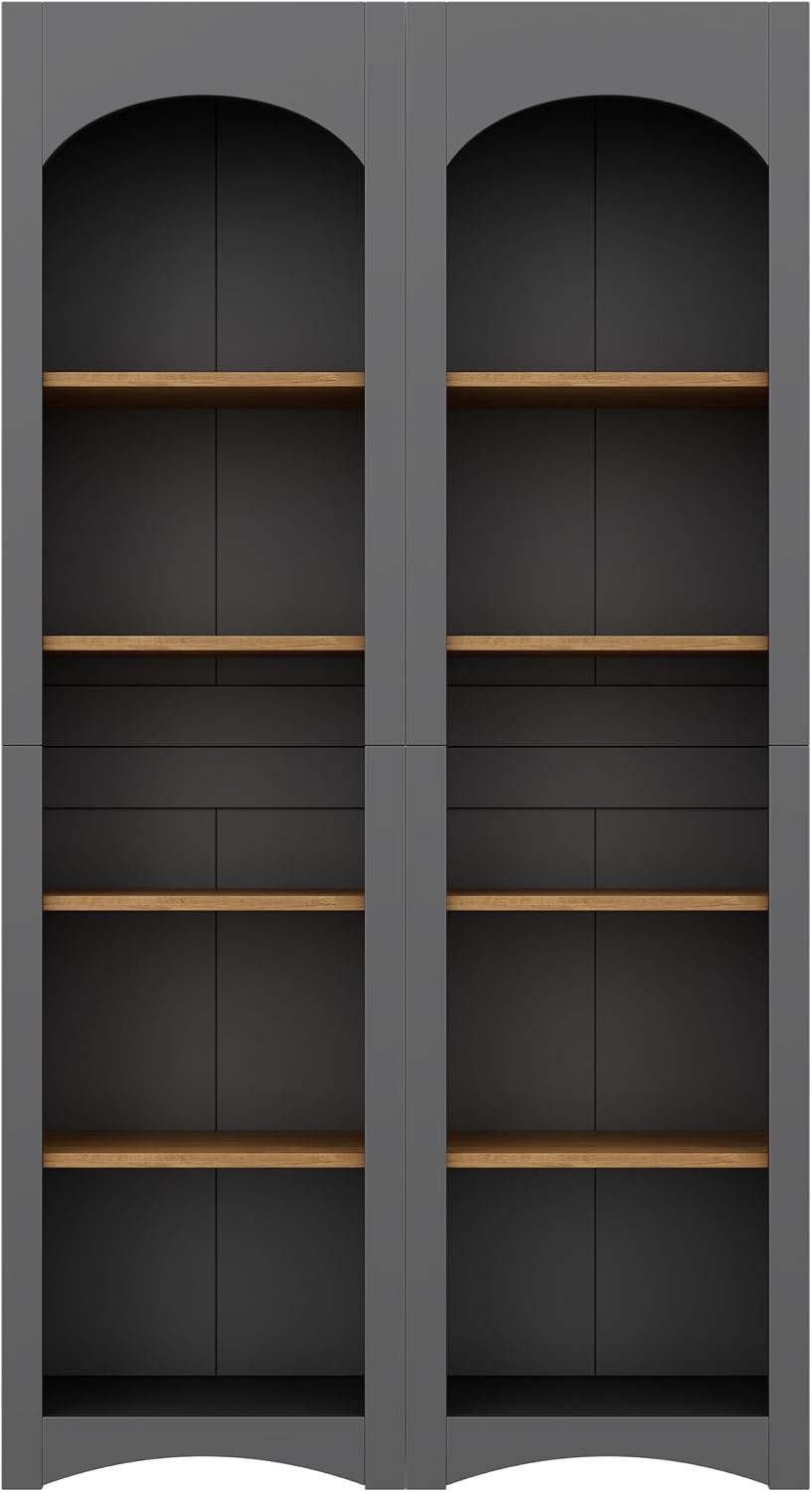 Freestanding Corner Kitchen Pantry with 4 Shelves, Traditional, Rectangular S...
