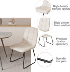HIPIHOM 47.2'' Dining Table Set for 4,Modern Wood Dining Table,Leather Dining Chairs 4,Table and Chairs Set of 4,Ideal for Kitchen Dining Room (Walnut Color Table + 4 U-Shaped White Chairs, 47.2")