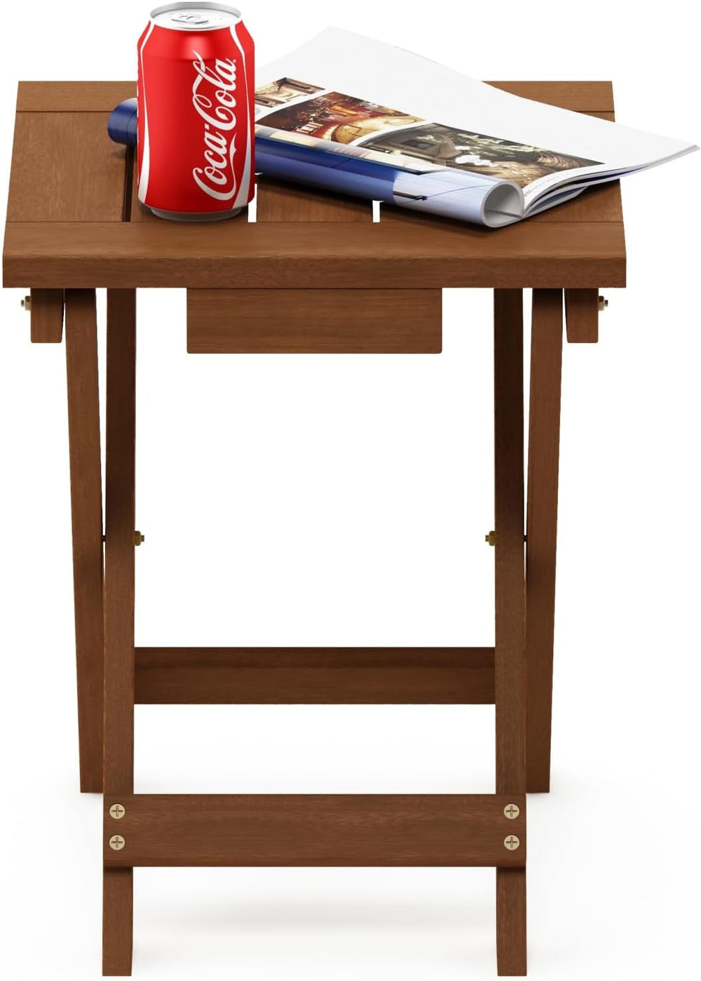 Furinno TIOMAN Hardwood Folding Outdoor Side Table, Light Wood