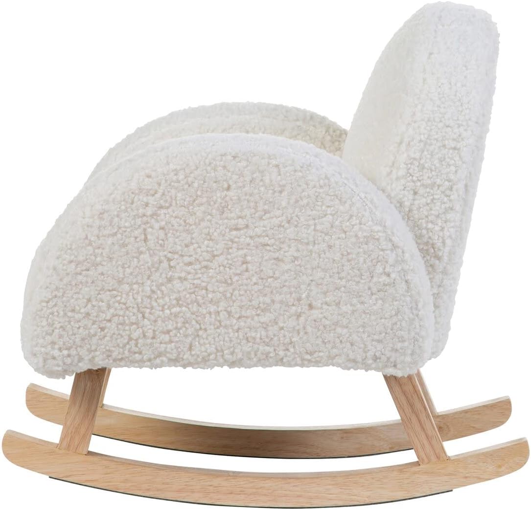 Reatowrol Childhome - Rocking Chair for Children - Super Soft Teddy Fabric, Antique White Natural 52 x 45 x 51 cm, Twin