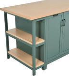 Christopher Knight Home Aaron 58" Kitchen Island with Storage, Modern Island Table for Kitchen, Storage Cabinet with Open Shelves, Wooden Kitchen Prep Table, Coffee Station Cabinet, Green+Natural