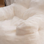 Bean Bag Chairs, Soft Tufted Foam Bean Bag Chair with Teddy Fabric for Adults and Kids, Comfy Lazy Sofa for Living Room, Bedroom (Ivory)