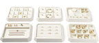 PU Leather Jewelry Display Tray Stackable Jewelry Tray Flat Organizer for Ring Necklace Trade showcase(Beige)