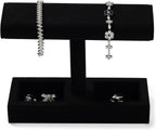 Oirlv Microfiber T-Bar Watch Display Stand Jewelry Display Props Jewelry Organizer Holder for Watch Bracelet Ring Earrings (Black,Microfiber)