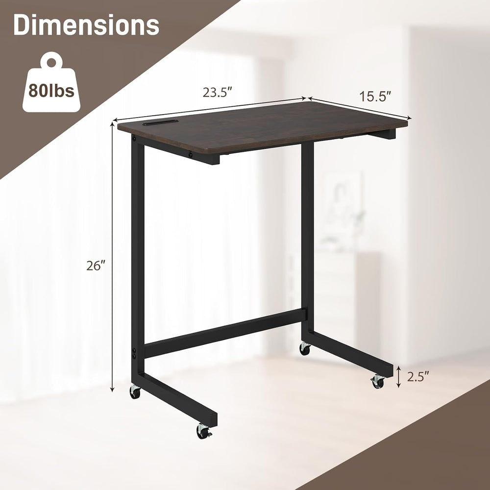 GOFLAME Rolling C Shaped End Table, Couch Sofa Side Table with Wheels, Phone ...