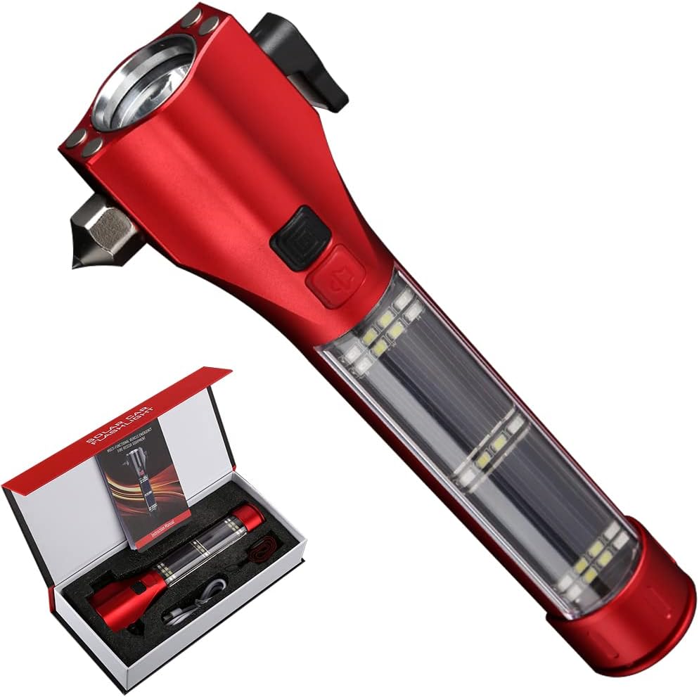 SINSEN Emergency Flashlight for Car, Seatbelt Cutter Window Breaker, 16-in-1 ...