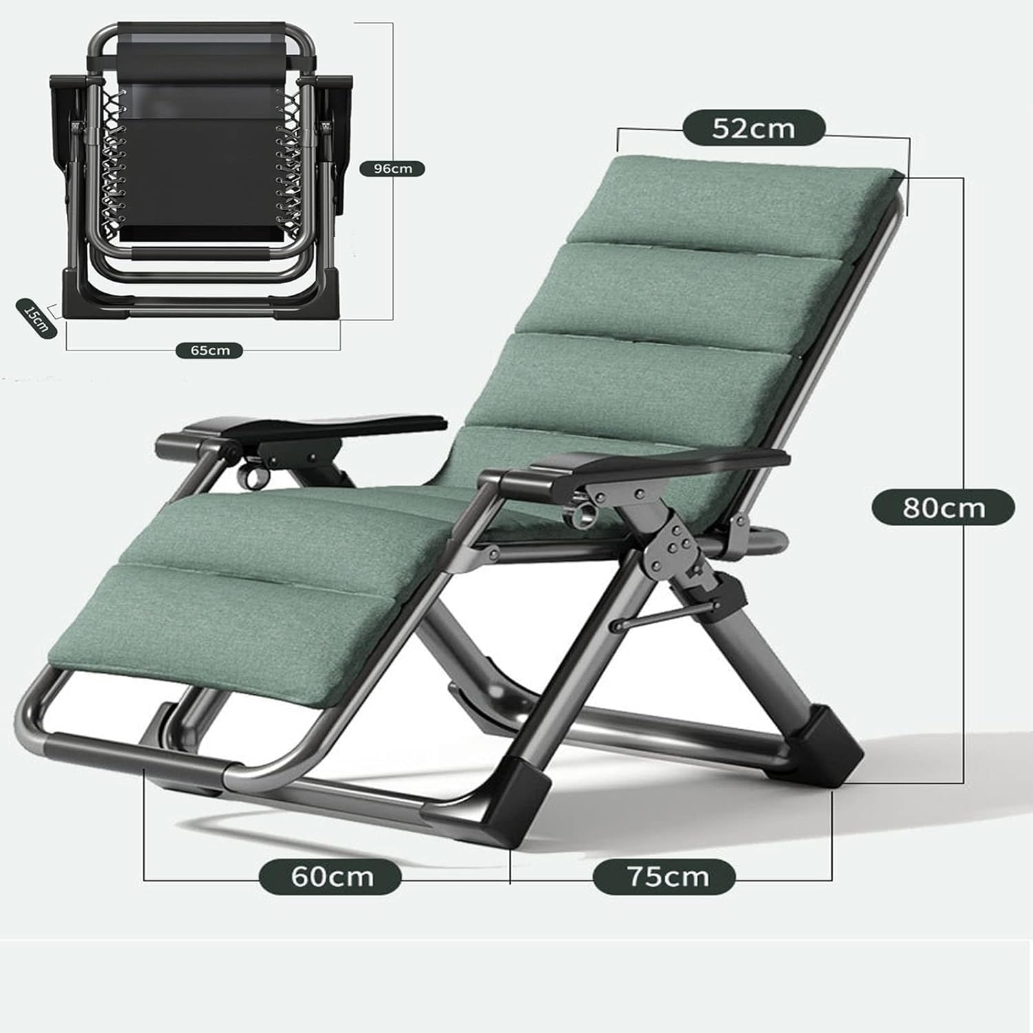 Gravity Reclining Chair, Outdoor Patio Recliner, Adjustable Backrest, Indoor Lounge for Backyard,(E)