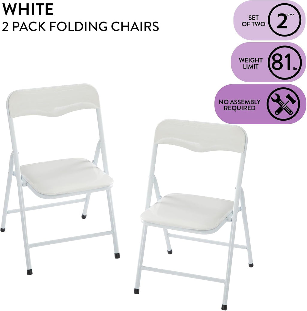 Heritage Kids Padded Folding Chair for Kids, Set of 2, White, Ages 3+