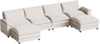 Homall 159" Modular Sectional Sofa, U Shaped Sofa Couch with Reversible Ottoman, DIY Combination Chenille Deep 4-Seat Cloud Couch for Living Room, Apartment (White, U Shaped Sofa)