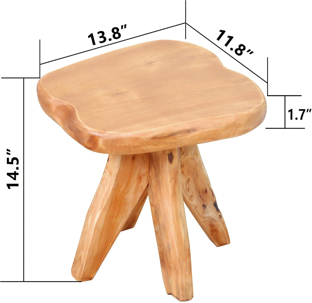 Brefhome Natural Cedar Wood Stool, 14.5" Tall Hand-Carved Tree Stump End...