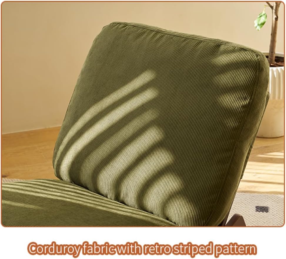 Comfortable Glider Rocking Chair, Upholstery Glider, Solid Wood Frame, Perfect for Multiple Settings Accent Reading (Green + Fabric)