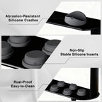 Holder for Dyson Airwrap 6" Barrel Only | Sturdy Metal Storage Rack with Protective Silicone Pad | Countertop Organizer for Attachments & Curling Iron with Self-Adhesive Hook, Black