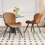 Dining Chairs Set of 2 Modern Fabric Dining Room Chairs Upholstered Dining Chairs with Thick Cushions Metal Legs Armless Back Chair for Kitchen and Living Room Brown