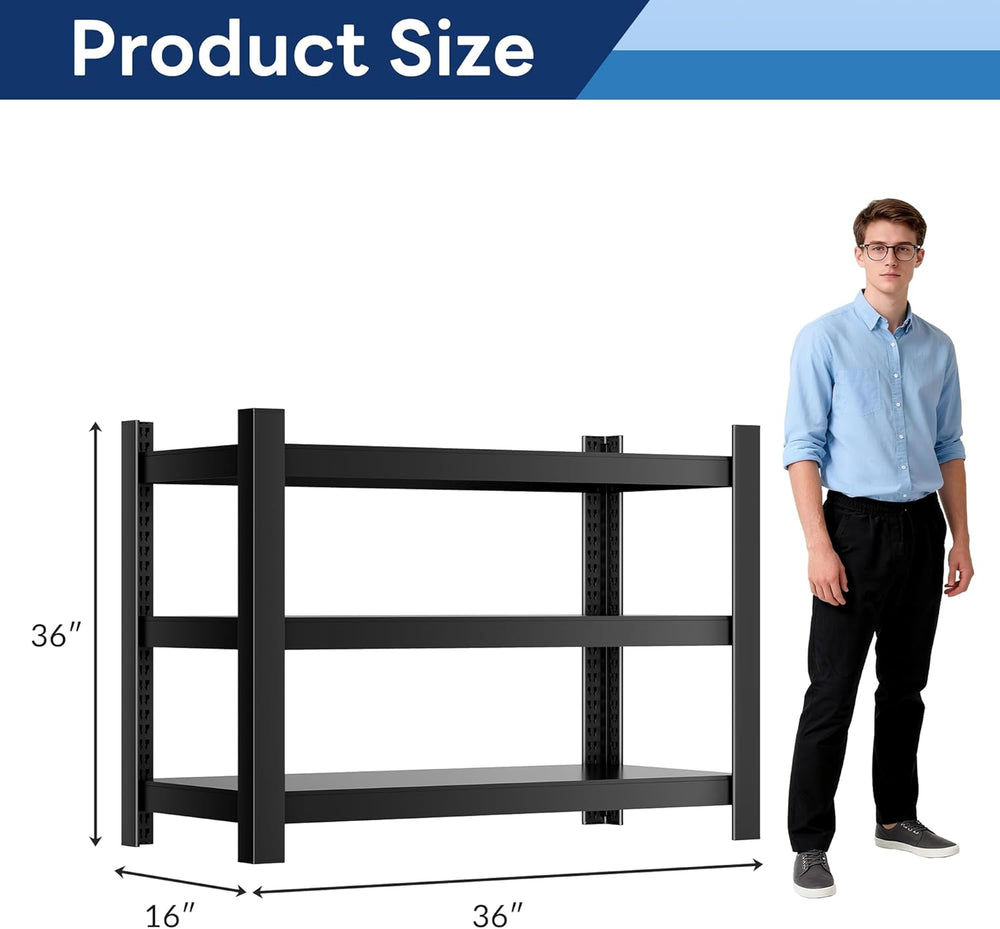 Wanfu Garage Shelving, 3 Tier Shelving Unit, 36" H x 36" W x 16&quo...