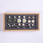 Coward Bamboo Ring Earrings Display Holder Jewelry Storage Tray Organizer (gray)