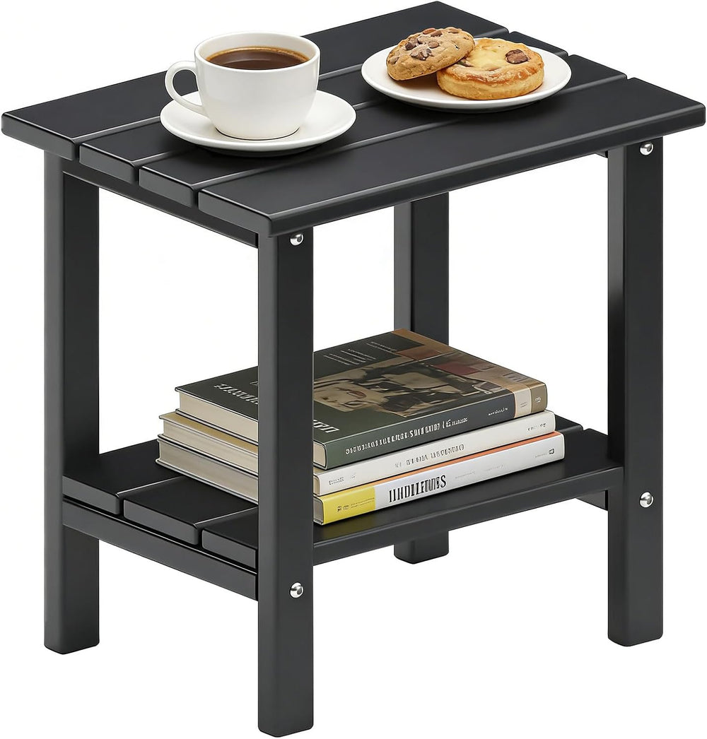 OTSUN Adirondack Outdoor Side Table, 16" HDPE Patio Side Table with Shel...
