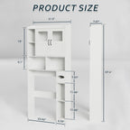 Over Toilet Storage Cabinet, 67 Inch Wall Mounted Tall Cabinet, Freestanding Bathroom Organizer Shelf for Bathroom, Restroom, Laundry, White