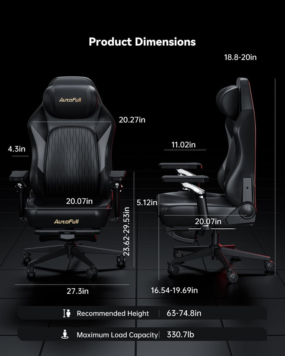 AutoFull M6 Gaming Chair, Ergonomic Office Chair with Ventilated Heating, AUT...