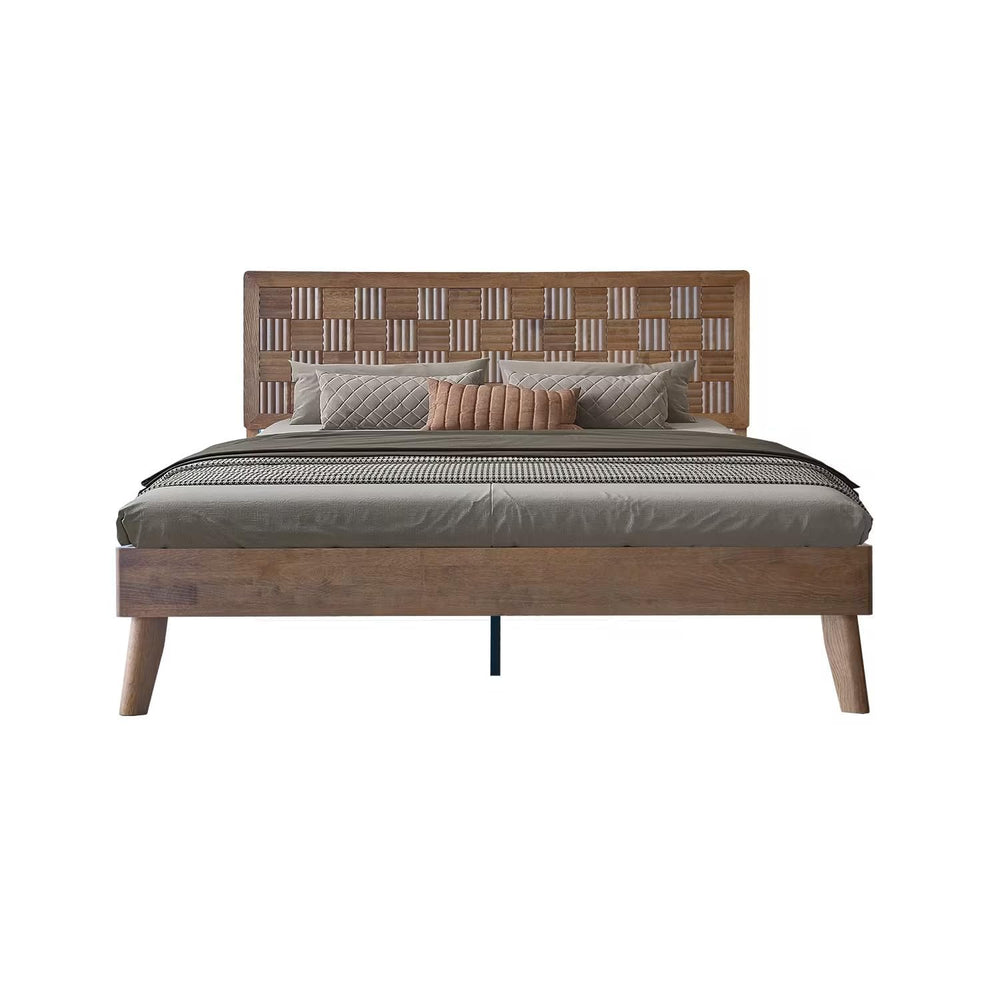 King Size Platform Bed Frame, Solid Wood Headboard & Footboard, 12 Durabl...
