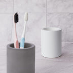 Drying Stone Toothbrush Holder, Diatomite Toothbrush Cup for Bathroom Counter, Quick Drying Electric Toothbrush and Toothpaste Holder Bathroom Organizer, White