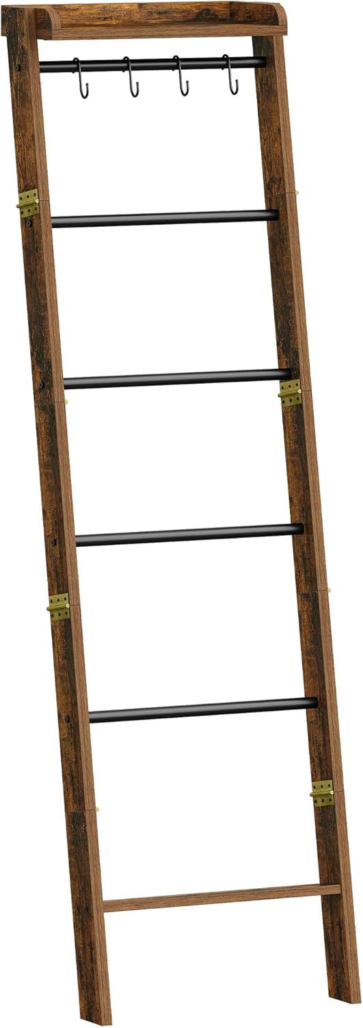 Hzuaneri Blanket Ladder Shelf, Decorative Quilt Rack, 7-Tier Farmhouse Ladder...