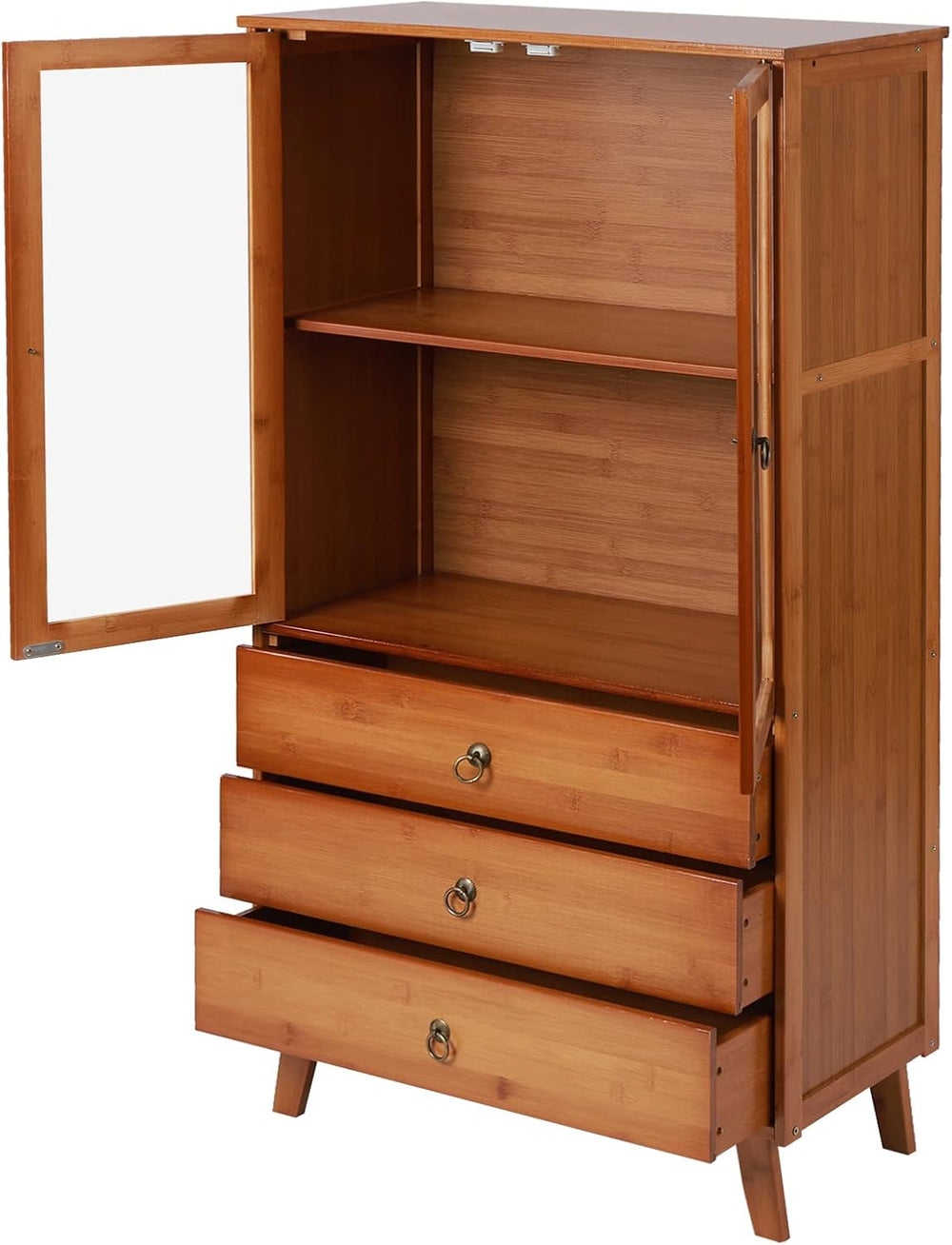 Gdrasuya10 Bamboo Buffet Sideboard Kitchen Pantry Storage Cabinet, 43inch Pan...