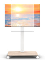 Rolling TV Stand Portrait for 65 70 75 Inch TVs, Tilt and Swivel Mobile TV Cart on Wheels up to 110 Lbs, 6 Height Adjustable PortableTV Stand, Max VESA 600x400mm White
