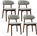 Farmhouse Dining Chairs Set of 4, Mid Century Modern Wooden Dining Room Chairs, Farmhouse Fabric Upholstered Kitchen Dinner Chairs for Living Room Restaurant Cafe, Walnut/Laurel Green