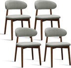 Farmhouse Dining Chairs Set of 4, Mid Century Modern Wooden Dining Room Chairs, Farmhouse Fabric Upholstered Kitchen Dinner Chairs for Living Room Restaurant Cafe, Walnut/Laurel Green