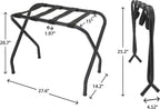 Folding Luggage Rack, Heavy Duty Metal Suitcase Stand with Nylon Straps, Collapsible Luggage Rack for Guest Room Space-Saving Luggage Organizer for Bedroom & Hotel