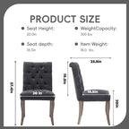Upholstered Tufted Chenille Dining Side Chairs, Armless Nailhead Trim Chairs with Solid Wood Legs, Modern Farmhouse Chairs for Dining Room, Kitchen & Living Room (Set of 4, Charcoal Gray)