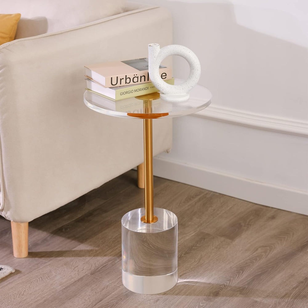 Acrylic Side Table, Acrylic End Table, Clear Round Side Table/Modern Drink Ta...