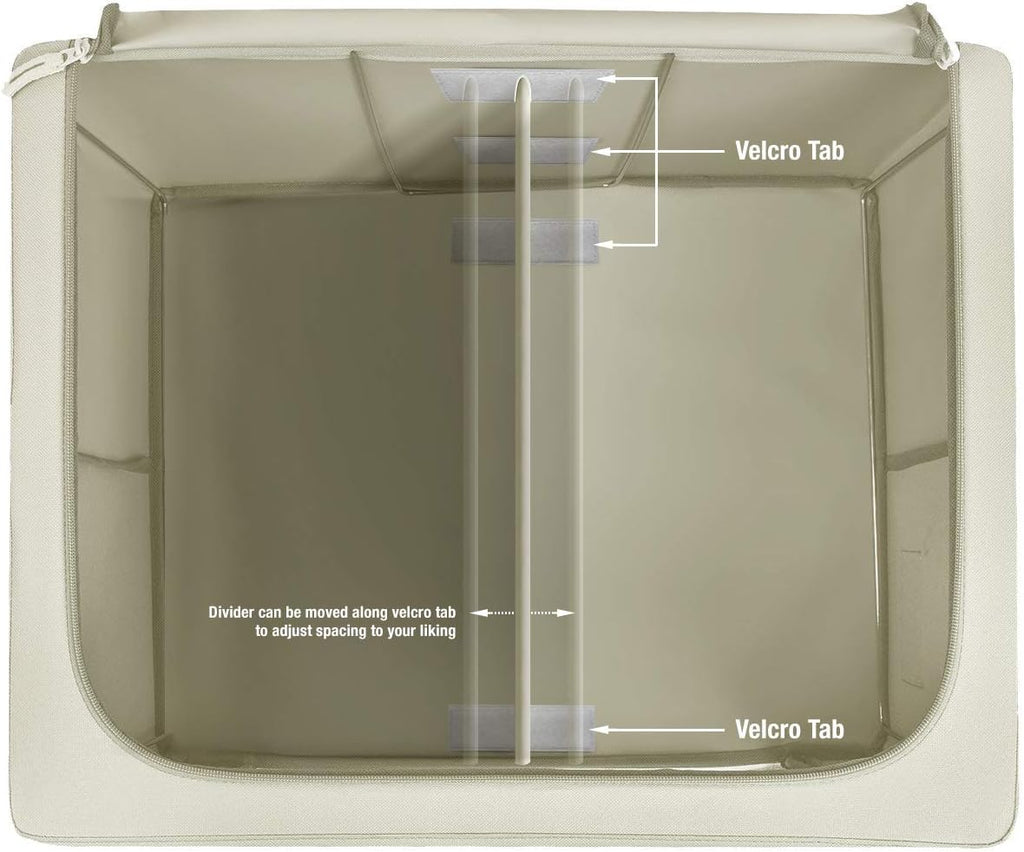 Sorbus Storage Bins with Divided Interior - Large Stackable & Foldable Organizer Containers with Metal Frame, Oxford Fabric, Large Window & Carry Handles - Organization for Bedroom, Linens & Clothes