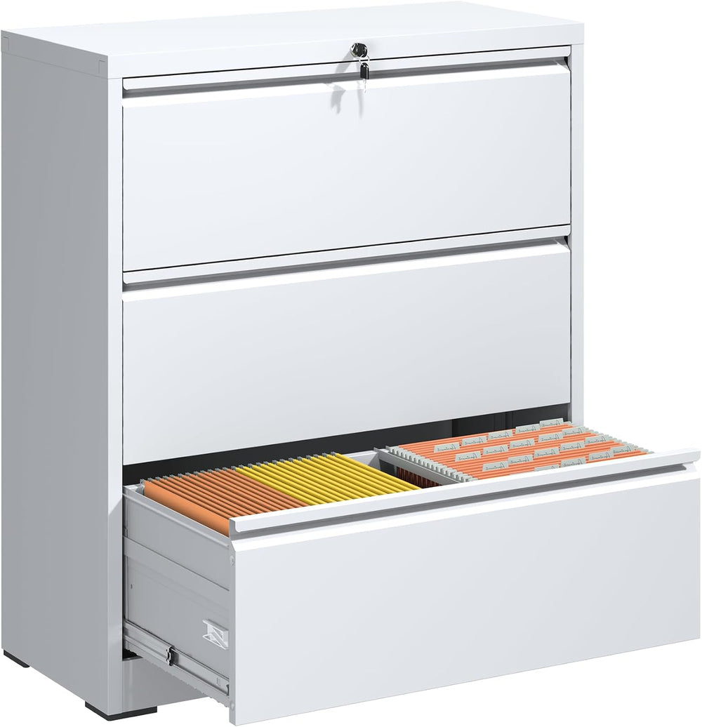3 Drawer File Cabinet with Lock, Metal Lateral Filing Cabinets | File Cabinet...