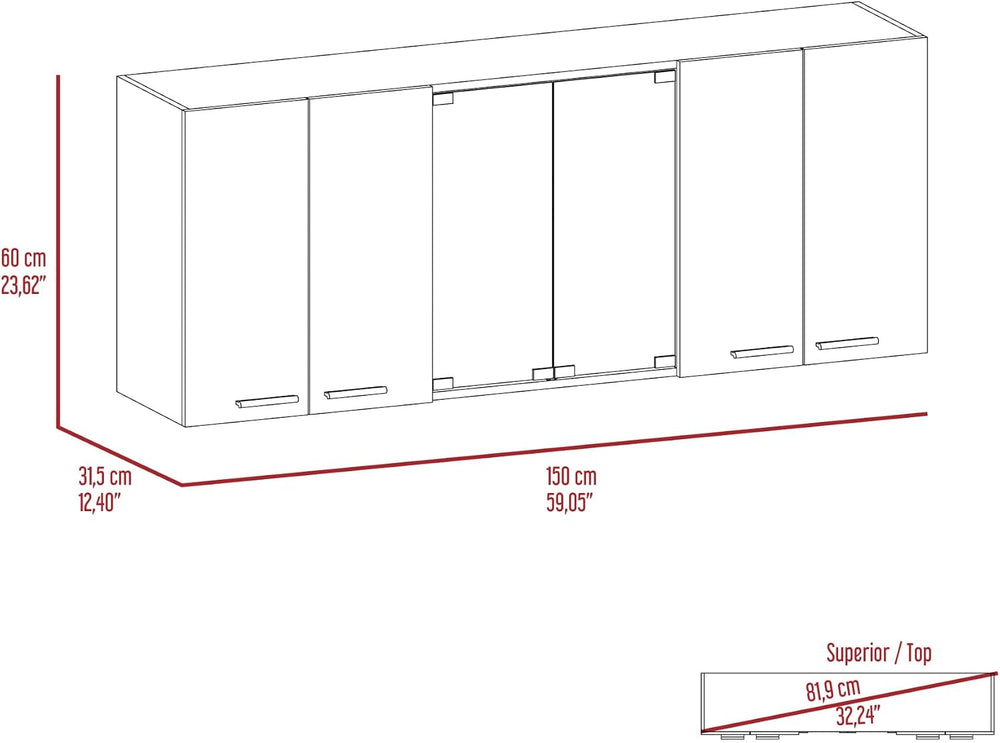 Modern Wall Cabinet, Four Interior Shelves, for Kitchen Dining Room,for Kitch...