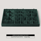 Velvet Necklace Display Tray, Stackable 24 Grid Insert Pendant Necklaces Storage Holder Plate, Jewelry Retail Countertop Organizer (Green)