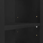 98.4" W Wall Unit Entertainment Center with Bookshelves for TVs up to 80", Modern TV Stand Media Console with Cabinets, Tempered Glass Doors for Living Room (Black/T3)