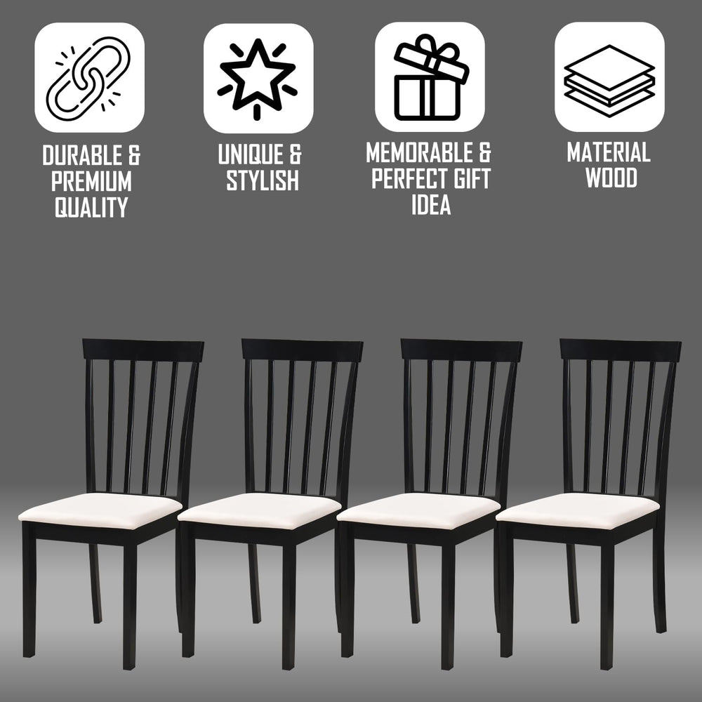 Kings Brand Furniture - Set of 4 Wood Dining Chairs - Upholstered Modern Dini...